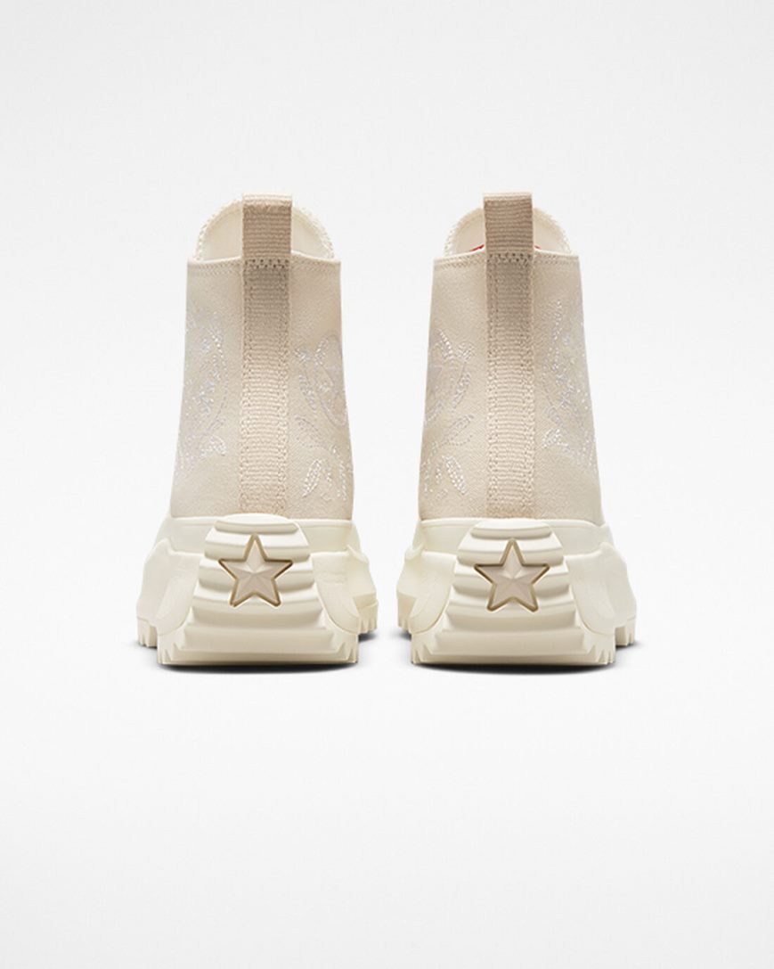 Women's Converse Run Star Hike Embroidered Floral High Top Platform Shoes Beige White | AU 9C0E4Q